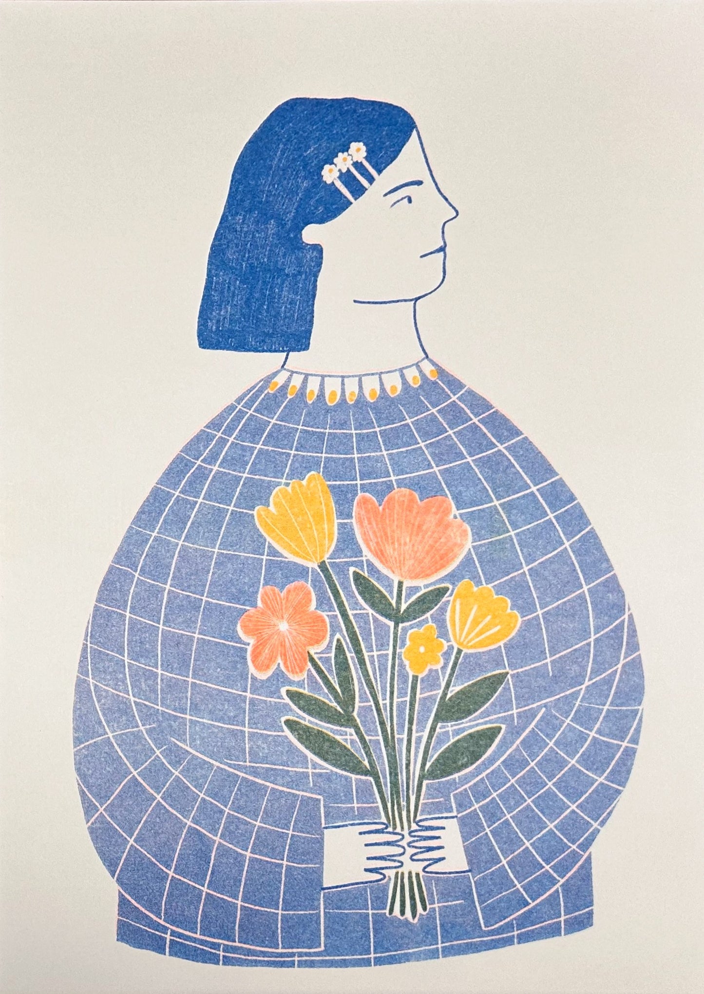 Flower Girl Risograph Print